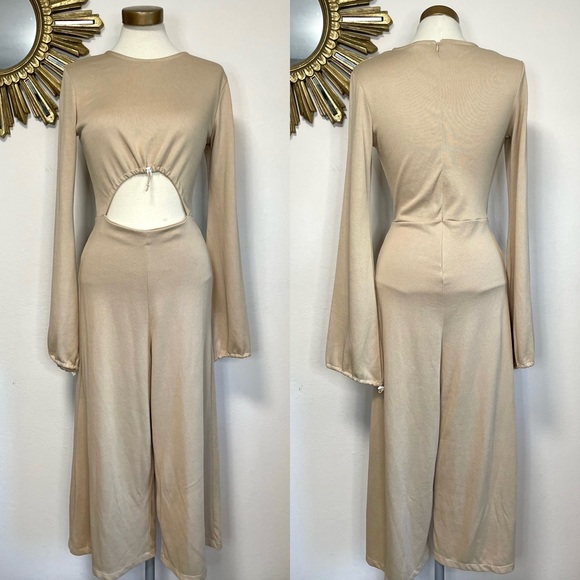 Zara W&B Cutout Long Sleeve Jumpsuit - Picture 1 of 16